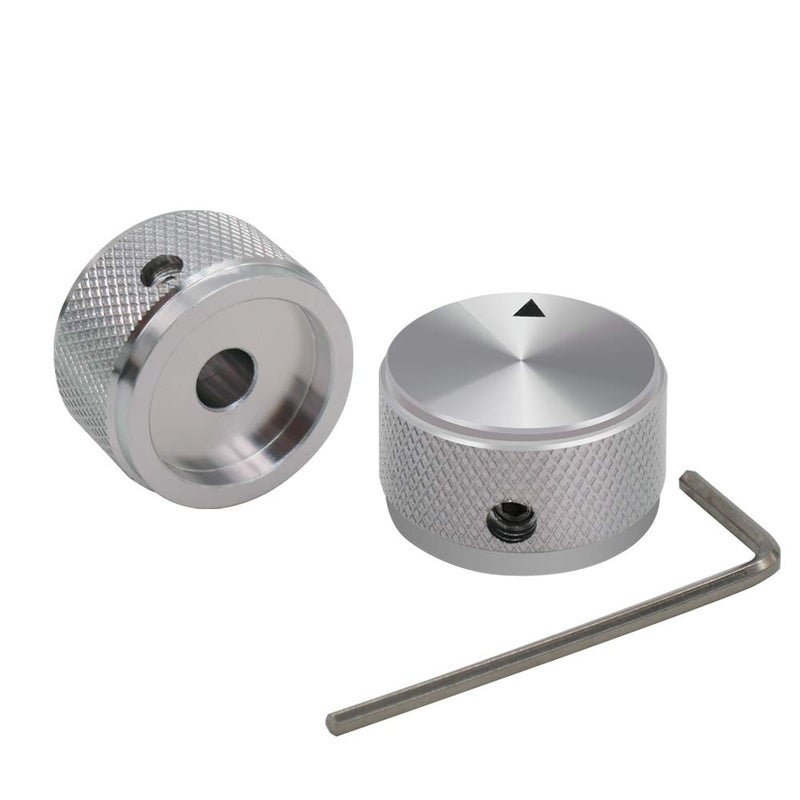 mxuteuk 4pcs Silver Guitar Knobs Aluminum Alloy Potentiometer Control Knob Volume Audio Electric Guitar Bass Knob Screw Type 25 x 15.5mm (d*h) KNOB-03-25SR - Image 3